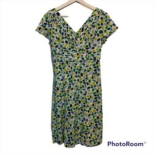 Boden 2R regatta olive branch v neck structured cotton dress lined breathable
